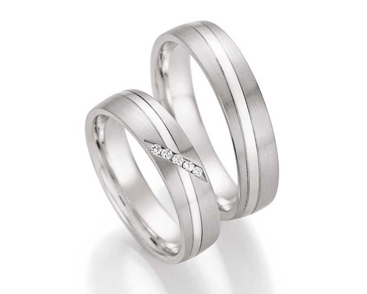 Trauringe aus Palladium 55-30030+55-30040 mit Diamanten Trauringe aus Palladium 55-30030+55-30040 mit Diamanten